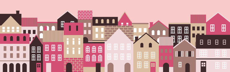 背景素材_ヨーロッパ風のかわいい町並み