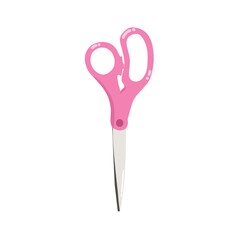 Vector illustration of pink scissors on white background 
