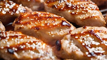 grilled meat, steak, corn, fish, shrimp, breast, potato, vegetables, chicken, sausage, fire, smoke, food, barbeque, bbq, dinner, tuna with grill fire smoke