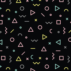 Hipster memphis pattern with geometric shapes