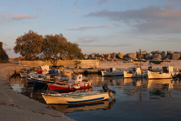 View to the cozy fishing port of the enchanted coastal village of Karkinagri, Ikaria, North Aegean...