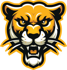Panther head mascot logo , Panther roaring yellow head vector design , angry panther head vector 
