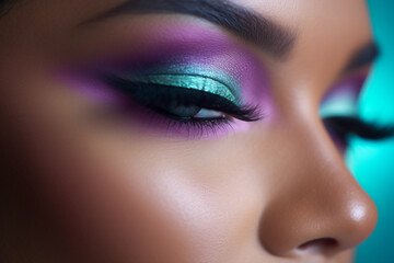 Blue, Purple, Green Gradient Photo. generative ai