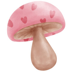 Hand drawn love mushroom watercolor style.