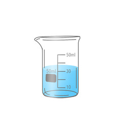 Chemical Lab Equipment Icon Set : Beaker 50 mL with Water