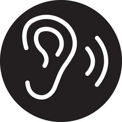 Ear vector icon, hearing symbol. Human ear listening icon in outline style. Simple, Flat design with editable stock for web or mobile app isolated on transparent background.