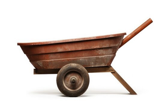 old wheelbarrow isolated on white