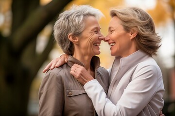 Women in a happy same sex homosexual lesbien relationship