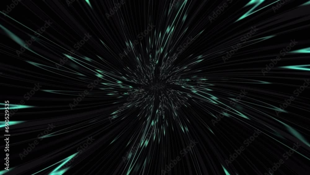 Wall mural cyan star shape line swirl tunnel background. loop able modern animation