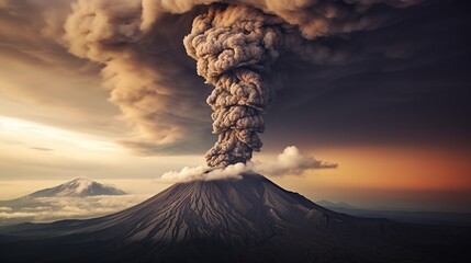 Details of sprouting hot cloud on volcanic eruption - obrazy, fototapety, plakaty