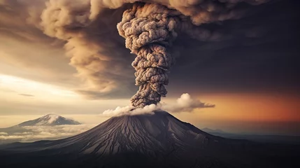 Fotobehang Details of sprouting hot cloud on volcanic eruption © Mas
