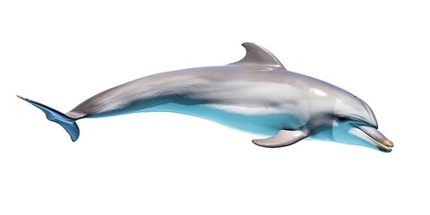 Jumping dolphin: Wild marine mammal in blue ocean waters, showcasing their playful and intelligent nature.
