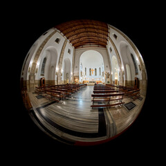 The interior of San Marco church in Latina, Italy
