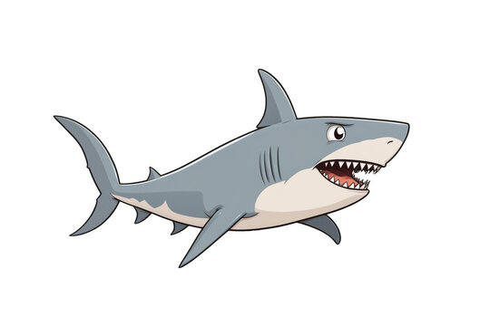 cute shark comic cartoon character isolated on transparent background