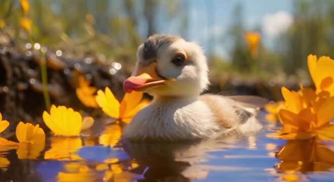 ducklings swimming in the water footage
