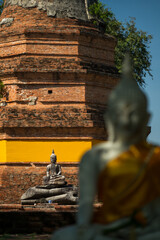 Stone buddha in Wat Phra Ngam at Ayutthaya, Thailand
