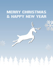 Christmas greeting cards and posters with reindeer, pine, winter and christmas elements
