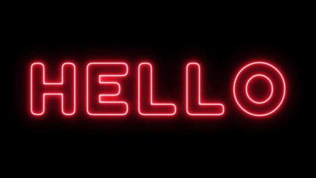 Animated hello with looping stroke text effect using red neon color and black background