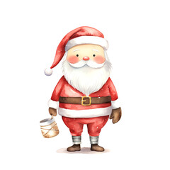 Obraz premium Watercolor Christmas Santa Claus. Clipart. AI generated.