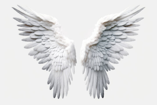 White beautiful angel wings, png.Generative AI.