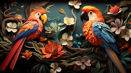 Fototapeta premium Design an engaging flat backdrop for World Wildlife Day with showcasing the Amazon rainforest. Generative ai.