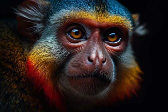 a close up photo of a very cute monkey staring at the camera