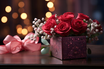 Obraz premium valentines day background, social media background for vday, full of romance cards with love, red rose and candles