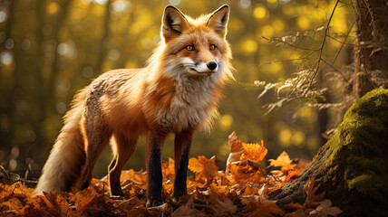 Naklejka na ściany i meble Majestic Red Fox in the Wild