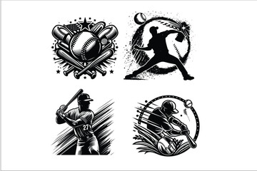 Baseball Bliss: EPS Clipart Bundle for Sports Designers High-Quality Baseball Clipart Set Trendy Vector Baseball Clipart Bundle