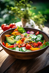 Healthy Food Alternatives  Vibrant Salad Bowl with Fresh Ingredients and Nutritious Dressing