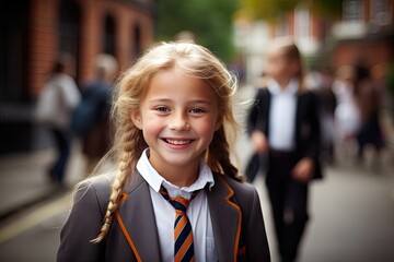 Smiling active excellent best student schoolgirl - Powered by Adobe