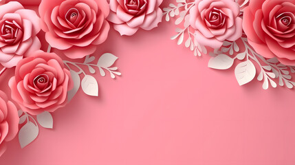 Romantic Valentine's Day Banner on Pink Background with Minimal Style and Space for Text. Celebrate Love and Romance with Elegant Festive Vibes, Stylish Celebration, and Special Occasions.