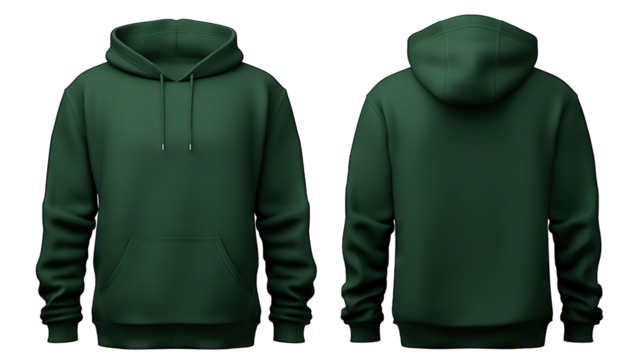 Green hooded sweatshirt mockup set, cut out