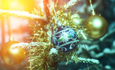 snow covered Christmas Tree Branch