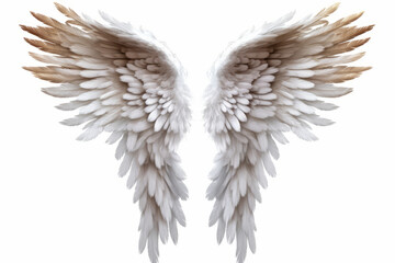 White beautiful angel wings, png.Generative AI. - obrazy, fototapety, plakaty