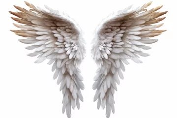 Fotobehang White beautiful angel wings, png.Generative AI. © Krisana