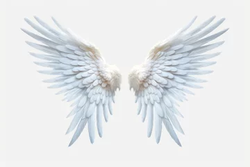 Fotobehang White beautiful angel wings, png.Generative AI. © Suralai