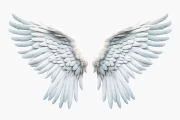Fotobehang White beautiful angel wings, png.Generative AI. © Suralai