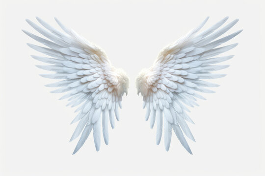 White beautiful angel wings, png.Generative AI.