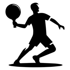 Table tennis player pose vector silhouette black color, white background