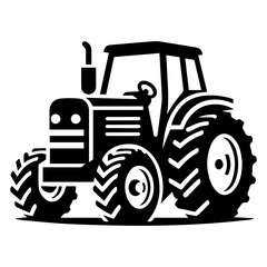 Tractor vector silhouette black color, Tractor icon vector silhouette