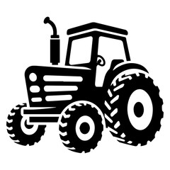 Tractor vector silhouette black color, Tractor icon vector silhouette