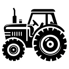 Tractor vector silhouette black color, Tractor icon vector silhouette