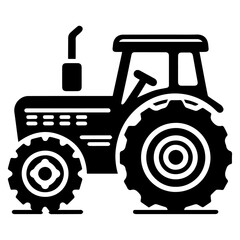 Tractor vector silhouette black color, Tractor icon vector silhouette