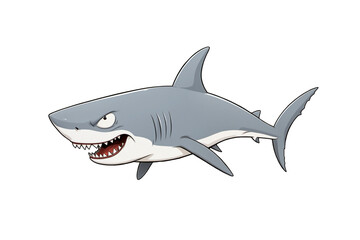 Obraz premium cute shark comic cartoon character isolated on transparent background