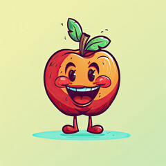 3D Illustration of apple character that is drawn in cartoon style, AI Generated
