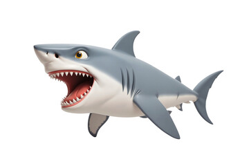 Obraz premium cute shark comic cartoon character isolated on transparent background