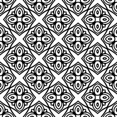Wallpaper with Seamless repeating pattern.  Black and white pattern . Abstract background. Monochrome texture  for web page, textures, card, poster, fabric, textile.
