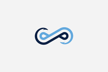 Fishing infinity logo design icon vector template