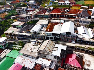 The beauty of the landscape Leek and vegetable plantations and architecture of the arrangement of terraced houses in the tourist area of ​​Nepal van Java, Butuh Hamlet, Magelang, indonesia 